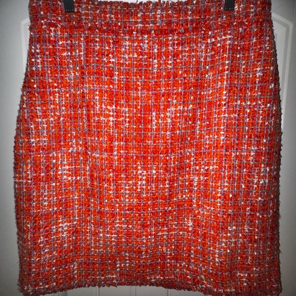 Ann Taylor Vibrant Orange Tweed Mini Skirt - Picture 1 of 2